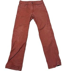 PrAna Bronson Pants Jeans Rust Cotton Stretch Straight Leg Men's 32 x 33.5